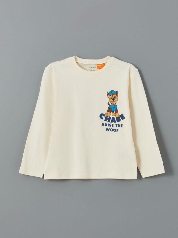 LCW Kids Beige Crew Neck Paw Patrol Printed Boys T-Shirt
