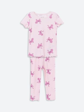 Mary Cat Print Girls' Baby Pajama Set