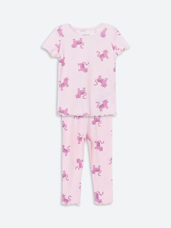 Mary Cat Print Girls' Baby Pajama Set