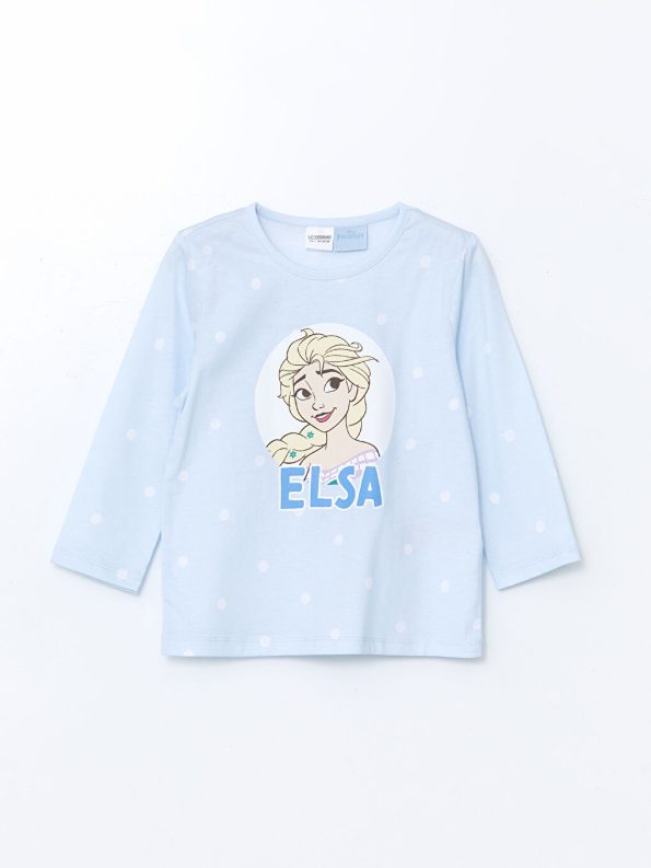 Girls' Printed Crew Neck Blouse and Leggings Set