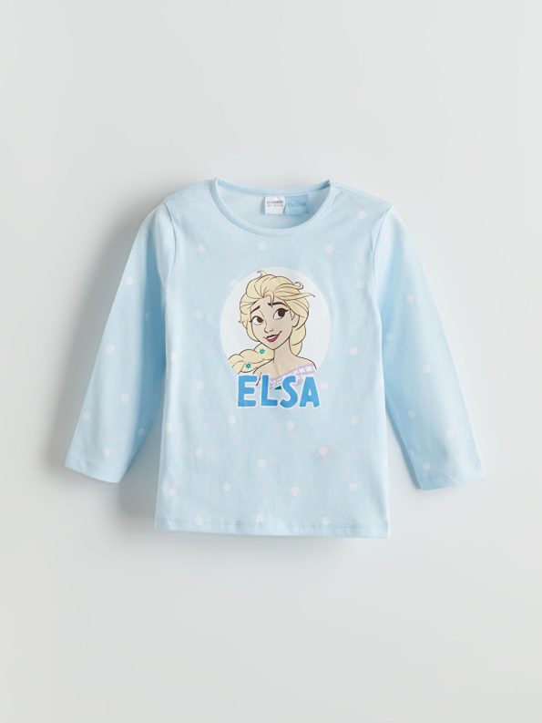 Girls' Printed Crew Neck Blouse and Leggings Set