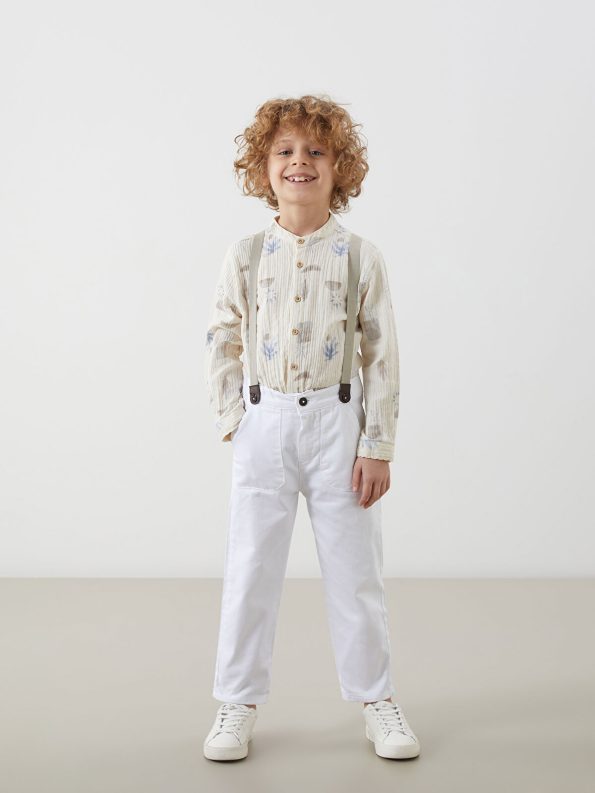 LCW Kids White Elastic Waist Strappy Boys' Pants