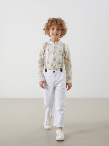 LCW Kids White Elastic Waist Strappy Boys' Pants