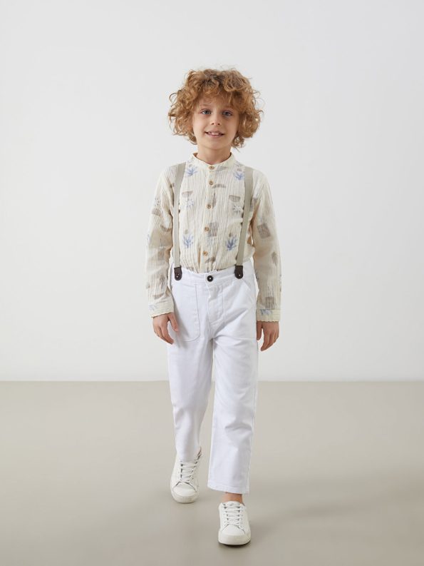 LCW Kids White Elastic Waist Strappy Boys' Pants