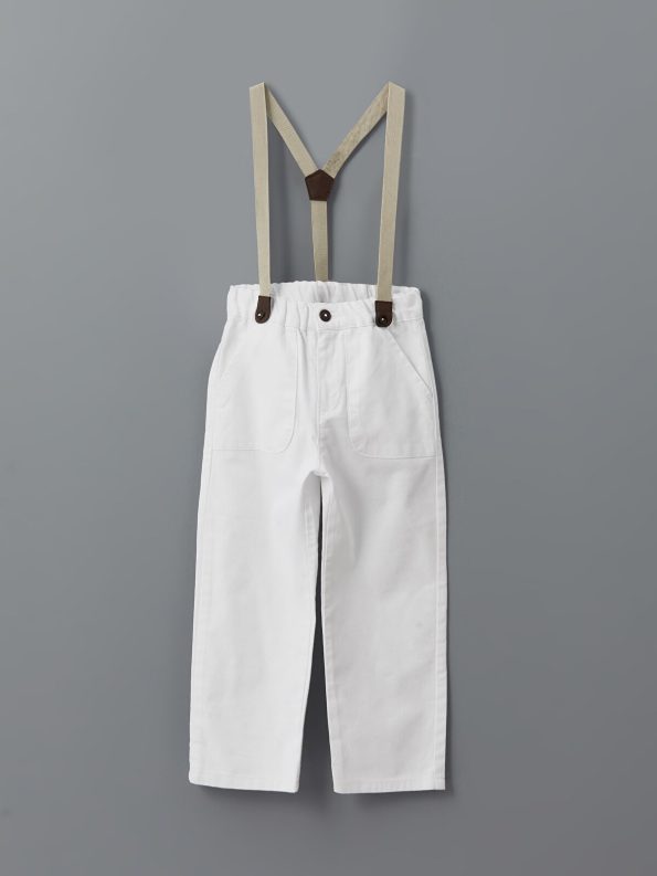 LCW Kids White Elastic Waist Strappy Boys' Pants