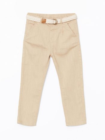 LCW Kids Beige Adjustable Waist Gabardine Boys' Trousers