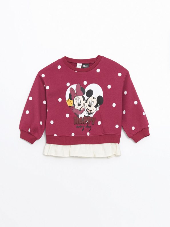 LCW Kids Burgundy Minnie Mouse Printed Sweatshirt