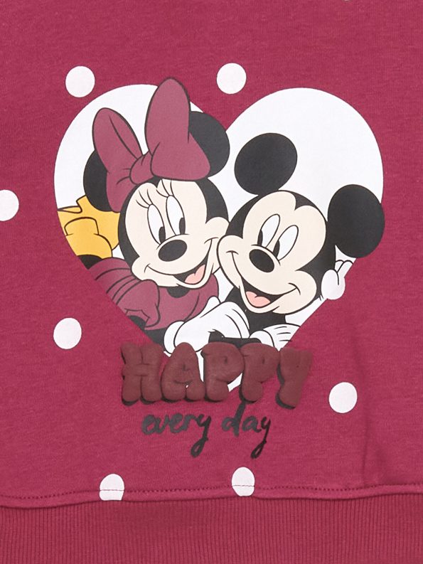LCW Kids Burgundy Minnie Mouse Printed Sweatshirt