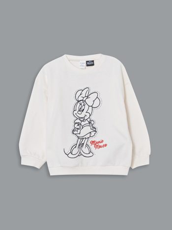 LCW Kids Cream Minnie Mouse Printed Girls Sweatshirt