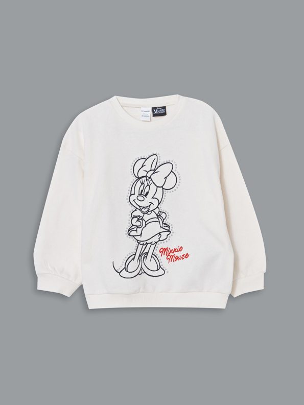 LCW Kids Cream Minnie Mouse Printed Girls Sweatshirt