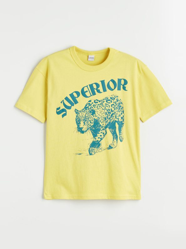 LCW Kids Yellow Crew Neck T-Shirt for Boys
