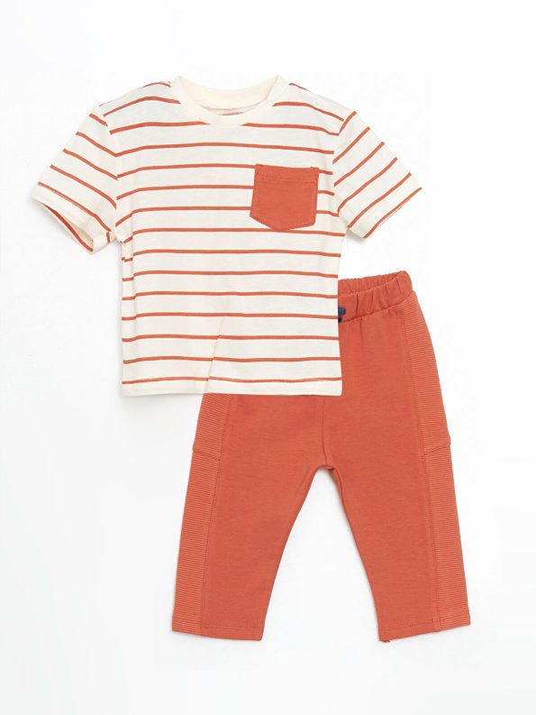 LCW Baby Striped Short Sleeve T-Shirt and Pants Set