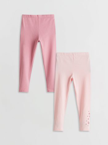 LCW Kids Pink Elastic Waist Leggings for Girls - Set of 2