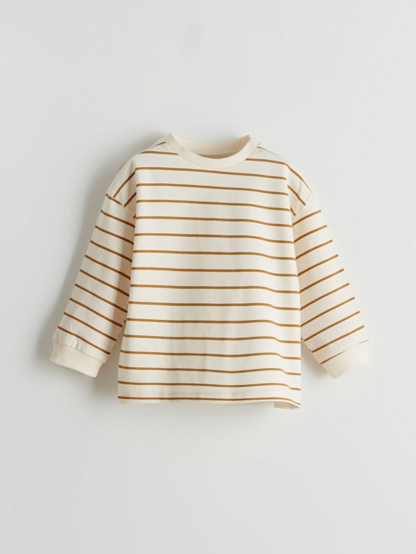 LCW Baby Cream Striped Crew Neck Shirt