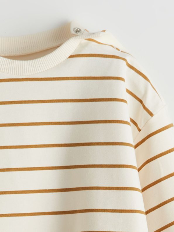 LCW Baby Cream Striped Crew Neck Shirt