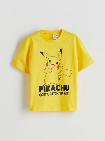 LCW Kids Yellow Pokemon Printed Boys T-Shirt Set