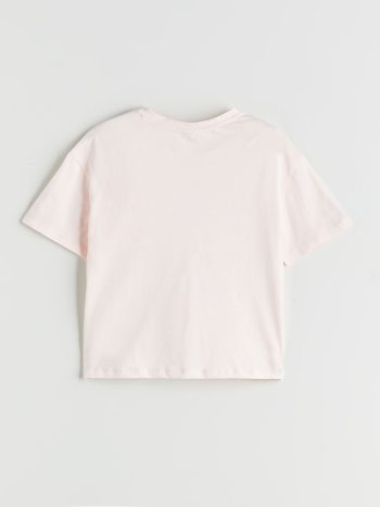 LCW Kids Pink Floral Print T-Shirt for Girls