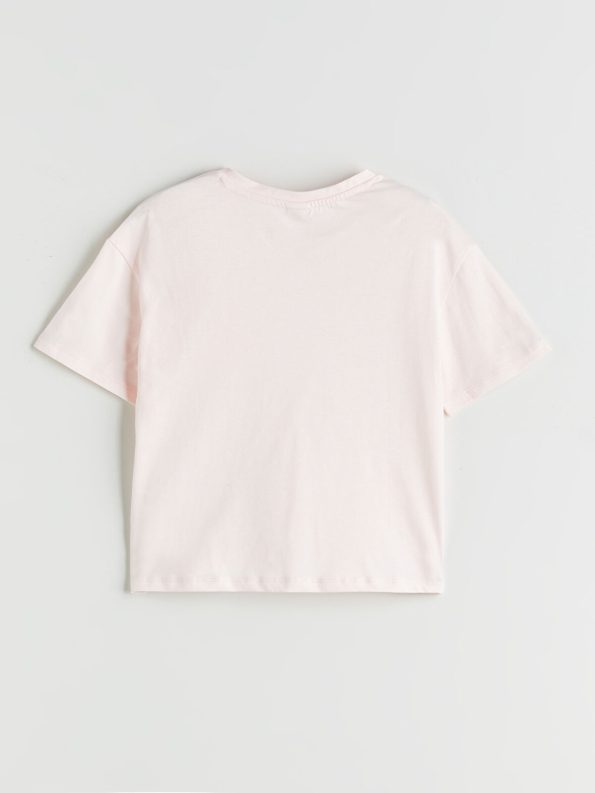 LCW Kids Pink Floral Print T-Shirt for Girls