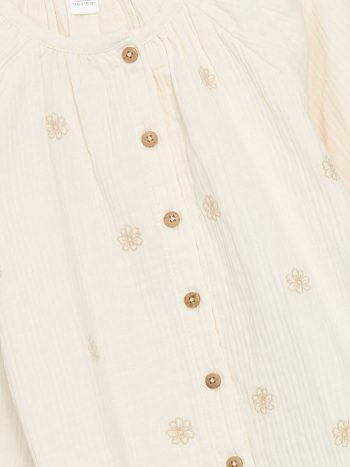LCW Kids Cream Floral Embroidered Girls' Shirt