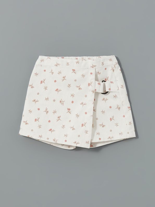 LCW Kids Cream Floral Print Girls' Shorts Skirt