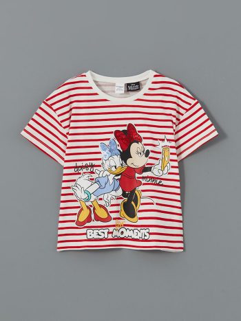 LCW Kids Red Minnie Mouse Printed Girls' T-Shirt and Leggings Set