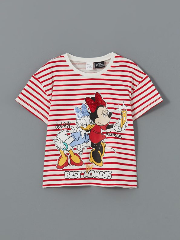 LCW Kids Red Minnie Mouse Printed Girls' T-Shirt and Leggings Set