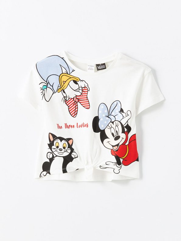LCW Kids Cream Minnie Mouse Printed Girls' Leggings and T-Shirt Set
