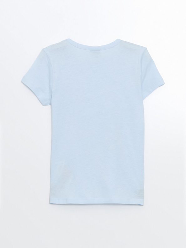 LCW Kids Blue Printed Short Sleeve Pajama Top for Girls