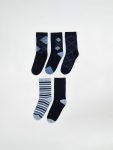 Teddy Bear Pattern Boys' Ankle Socks Set of 5