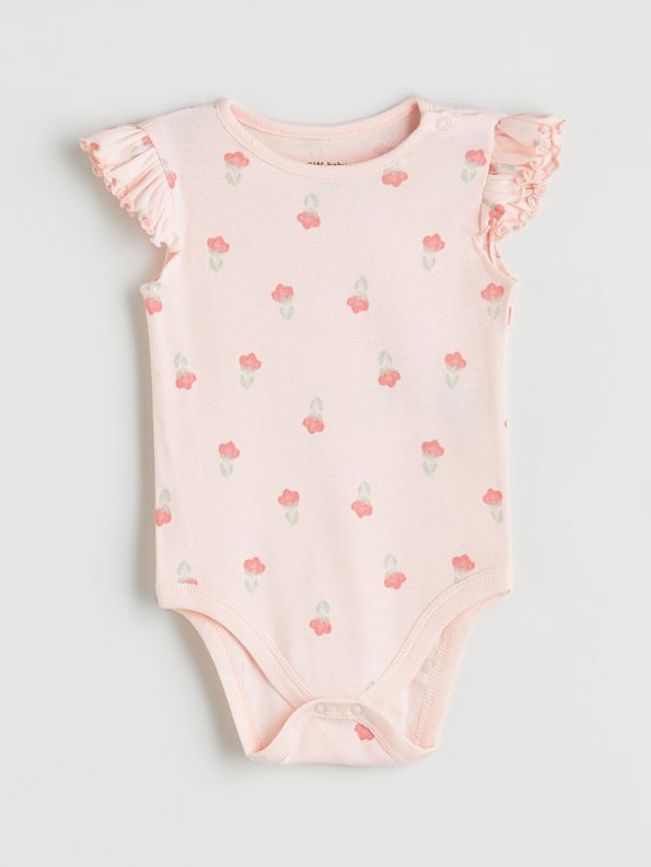 LCW Baby Pink Bicycle Neck Girl's Bodysuit Set