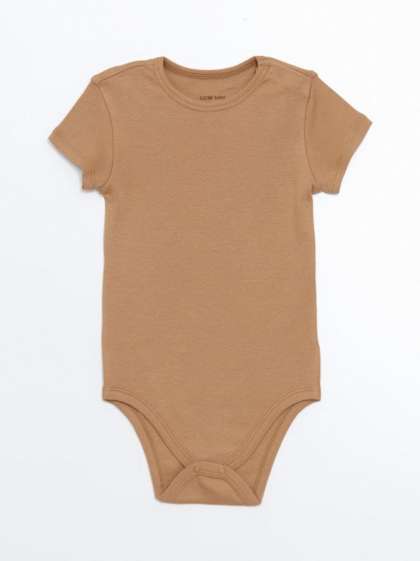 LCW Baby Beige Short Sleeve Bodysuit Set for Boys