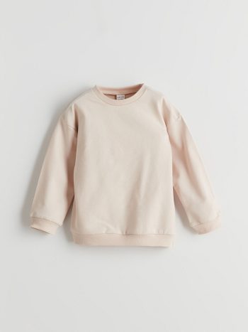 LCW Baby Beige Crew Neck Sweatshirt and Pants Set