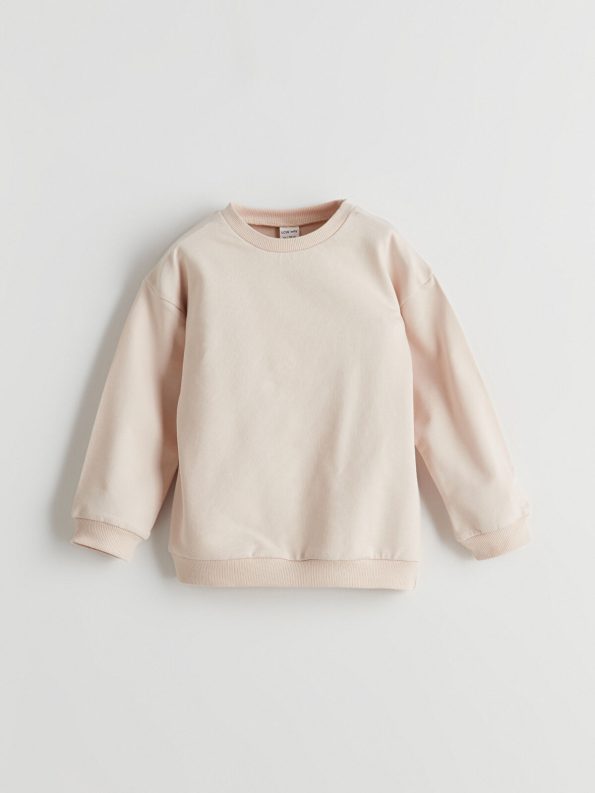 LCW Baby Beige Crew Neck Sweatshirt and Pants Set