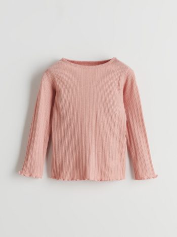 LCW Baby Pink Long Sleeve Basic Pajama Set for Girls