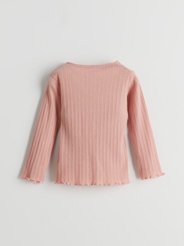 LCW Baby Pink Long Sleeve Basic Pajama Set for Girls