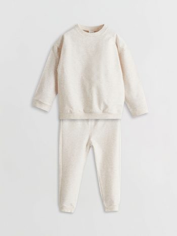 LCW Baby Beige Bicycle Neck Basic Boys Pajama Set