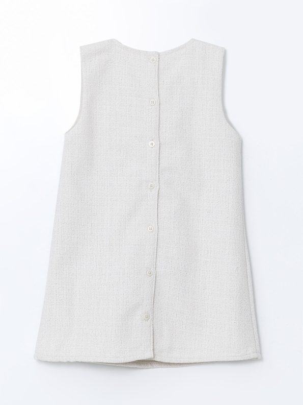 LCW Kids Cream Textured Bow Dress for Girls