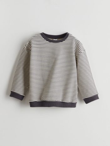 LCW Baby Charcoal Striped Crew Neck Sweatshirt