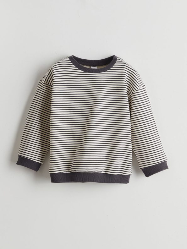 LCW Baby Charcoal Striped Crew Neck Sweatshirt