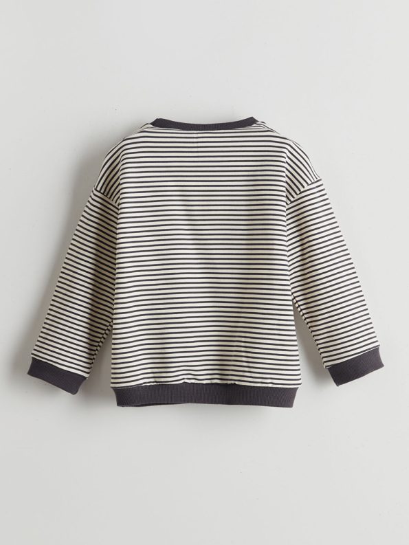 LCW Baby Charcoal Striped Crew Neck Sweatshirt