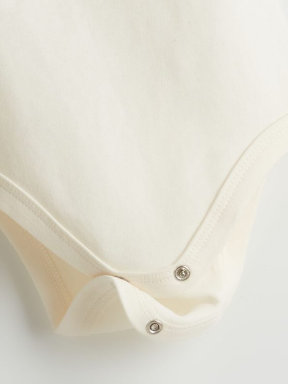 LCW Baby Cream Printed Short Sleeve Bodysuit