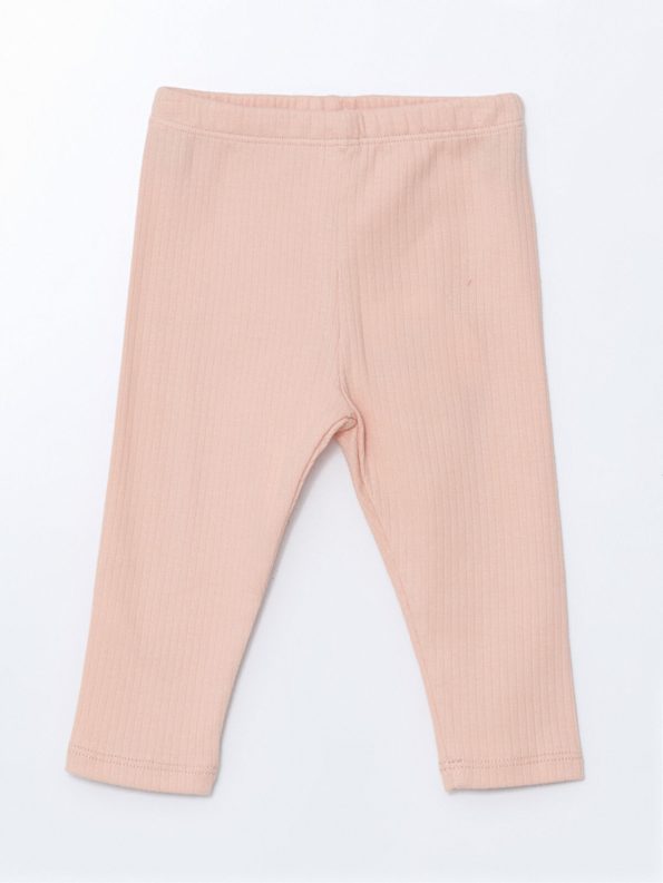 LCW Baby Pink Elastic Waist Organic Cotton Leggings Set