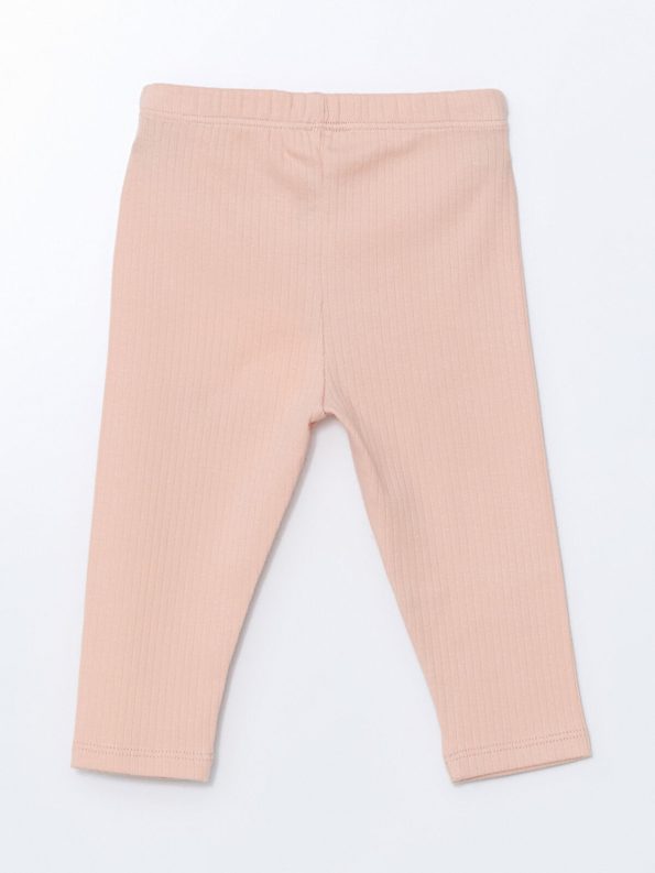 LCW Baby Pink Elastic Waist Organic Cotton Leggings Set
