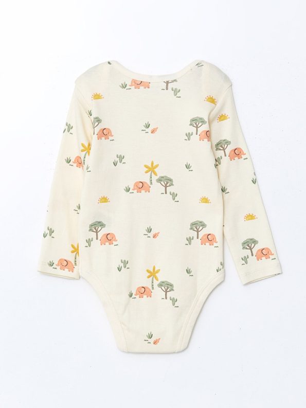 LCW Baby Beige Organic Cotton Floral Boys' Bodysuit Set