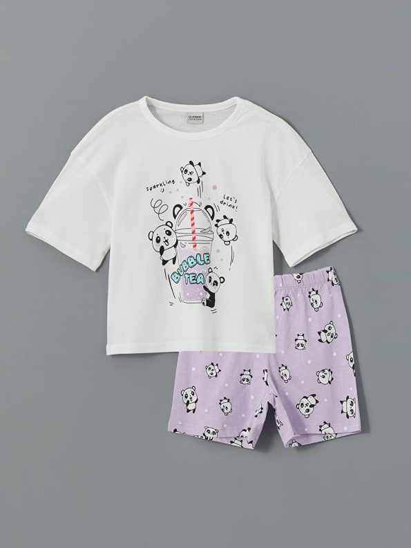 Girls' Bicycle Neck Stitch Printed T-Shirt