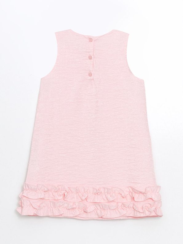 LCW Kids Pink Cotton Dress with Round Neck
