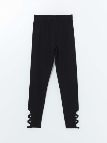 LCW Kids Black Elastic Waist Leggings for Girls