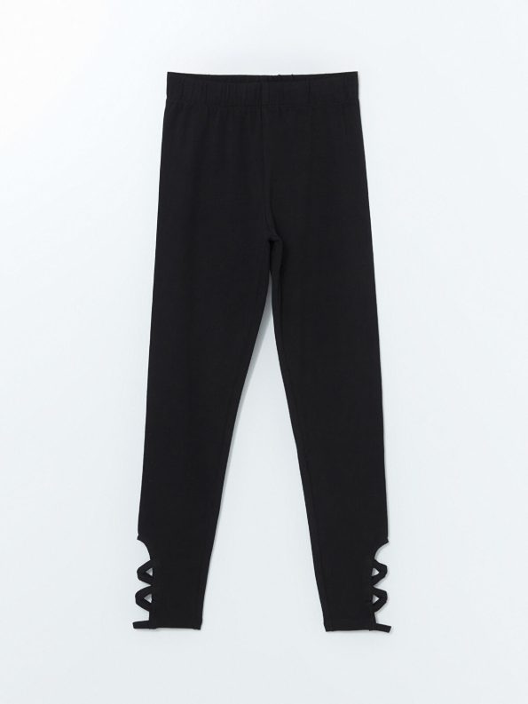 LCW Kids Black Elastic Waist Leggings for Girls