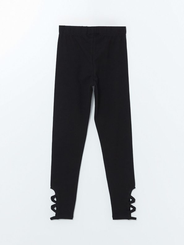 LCW Kids Black Elastic Waist Leggings for Girls