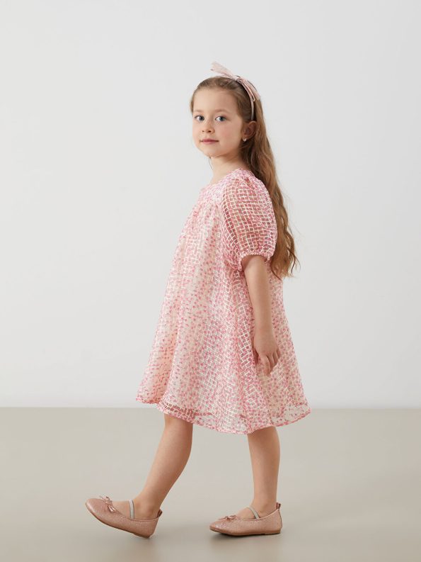 LCW Kids Beige Square Neck Lace Dress